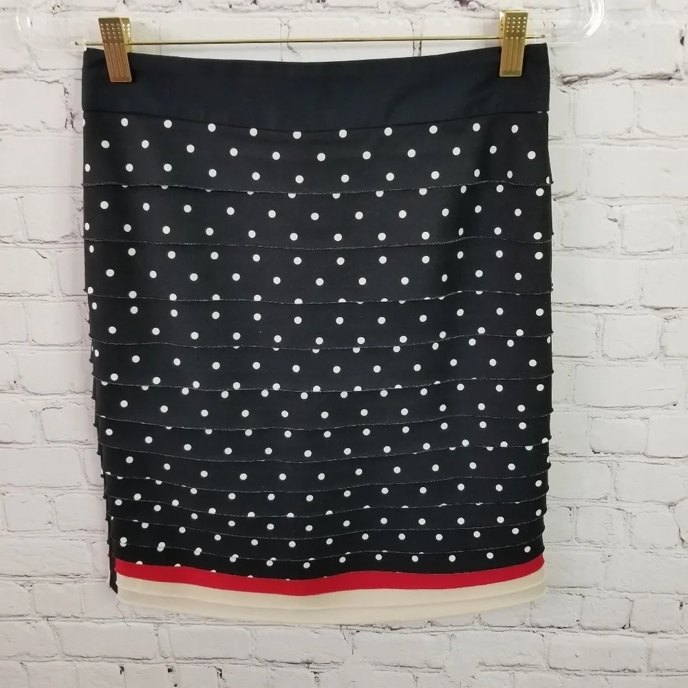 White House Black Market Polka Dot Tiered Skirt